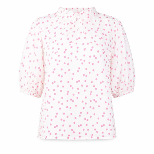 Marks and Spencer Womens Ivory Polka Dot Viscose Basic Blouse Size 6 Boat Neck