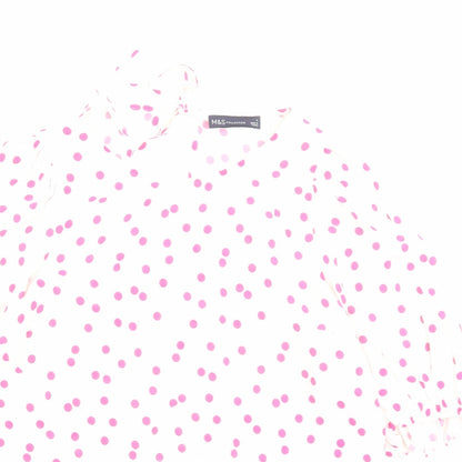 Marks & Spencer Womens Ivory Polka Dot Viscose Basic Blouse Size 6 Boat Neck