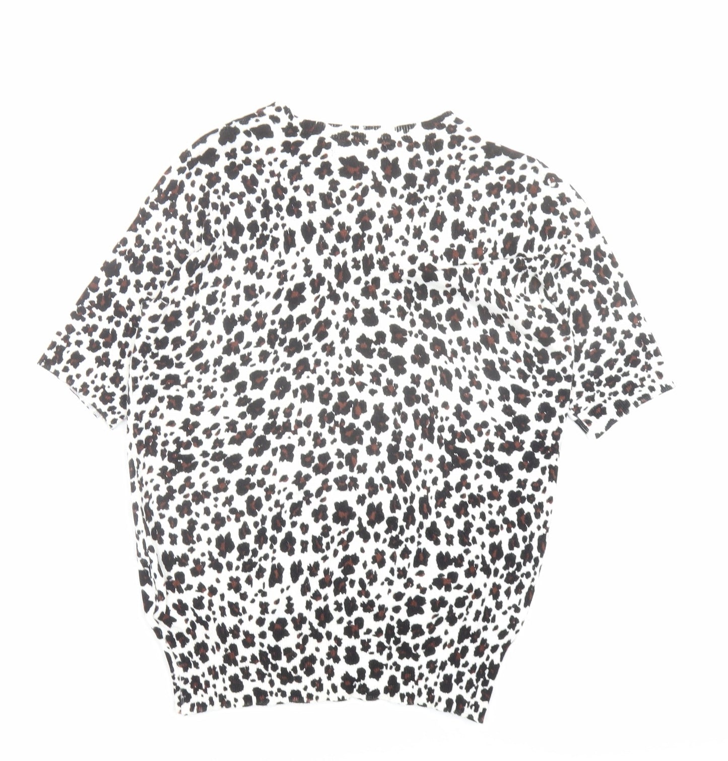 Marks and Spencer Womens Multicoloured Round Neck Animal Print Viscose Pullover Jumper Size 6 - Leopard pattern