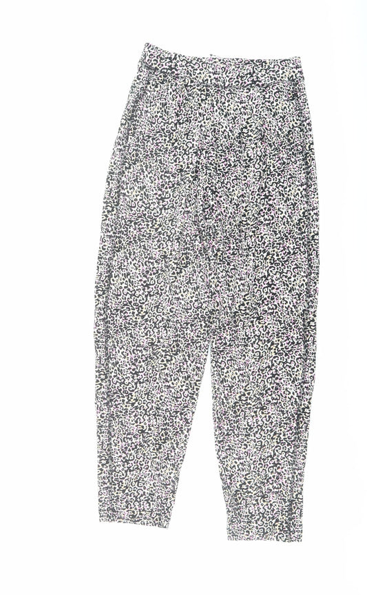 Marks and Spencer Womens Multicoloured Animal Print Viscose Harem Trousers Size 6 L26 in Regular - Leopard Print