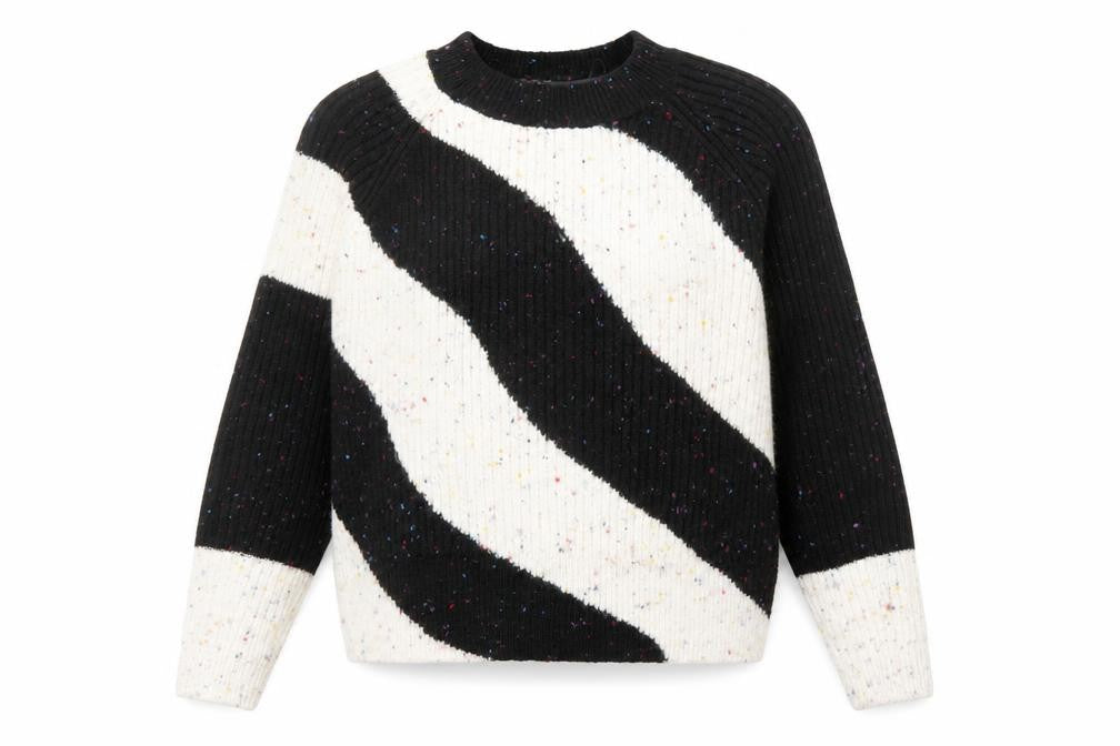 Marks & Spencer Womens Black Round Neck Geometric Acrylic Pullover Jumper Size S