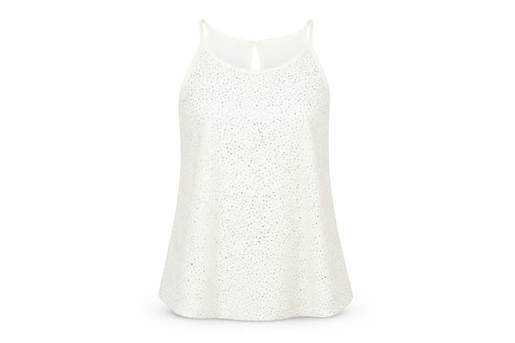Cooperative Womens Ivory Acetate Basic Tank Size L Scoop Neck - Embellished