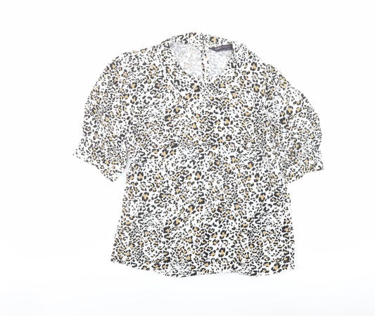 Marks and Spencer Womens Multicoloured Animal Print Viscose Basic Blouse Size 6 Collared