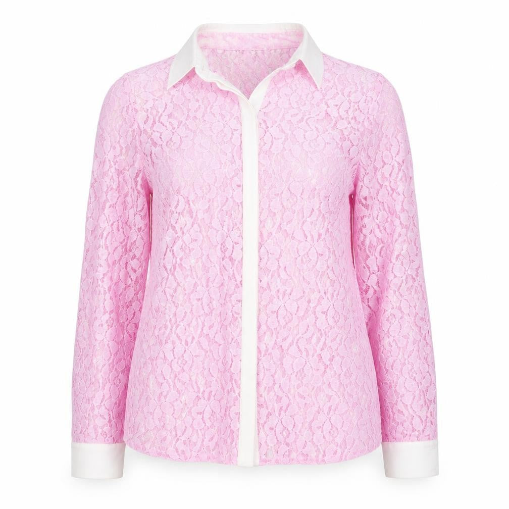 Sosandar Womens Pink Polyester Basic Button-Up Size 10 Collared