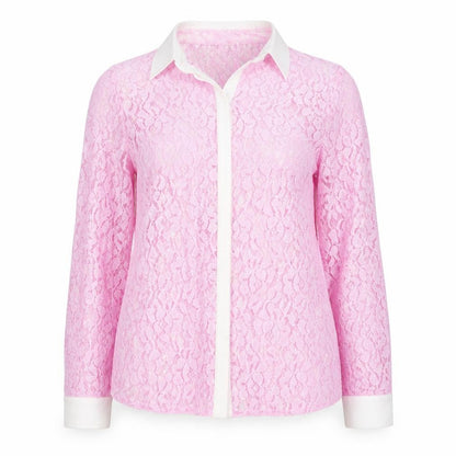 Sonsandar Womens Pink Polyester Basic Button-Up Size 10 Collared
