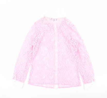 Sonsandar Womens Pink Polyester Basic Button-Up Size 10 Collared