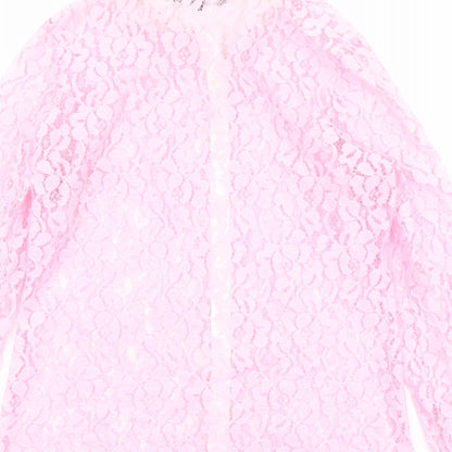 Sonsandar Womens Pink Polyester Basic Button-Up Size 10 Collared