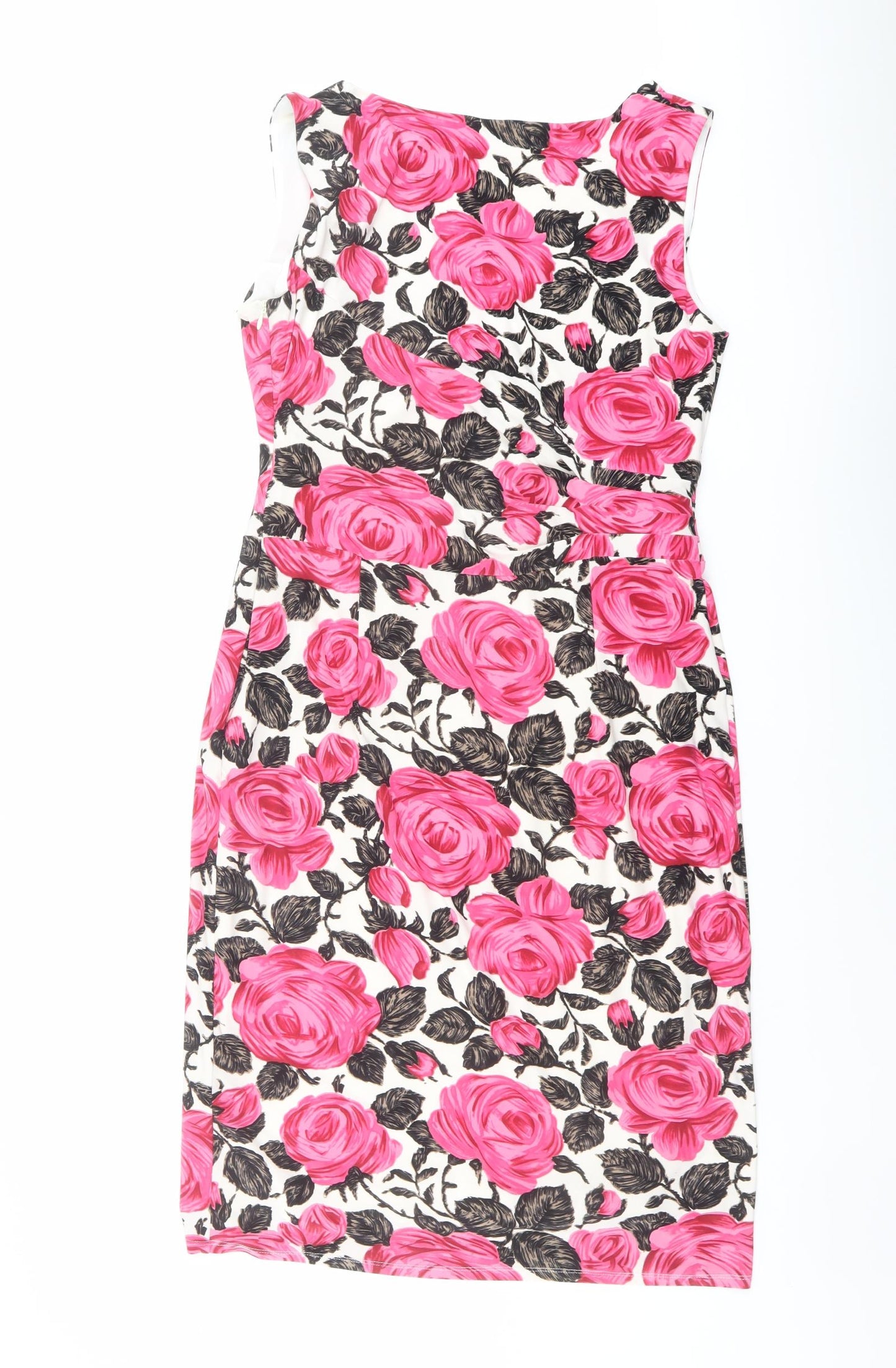 Phase Eight Womens Multicoloured Floral Polyester Shift Size 14 V-Neck Zip