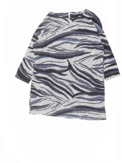 Additional front view of Principles women’s grey round neck geometric viscose jumper, size UK 14