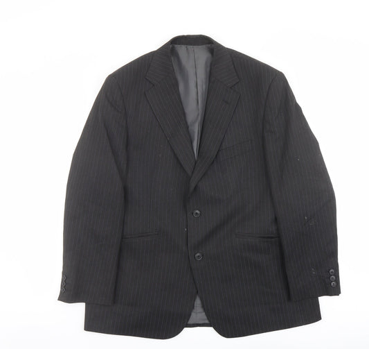 Marks and Spencer Mens Grey Striped Polyester Jacket Suit Jacket Size 42 Regular