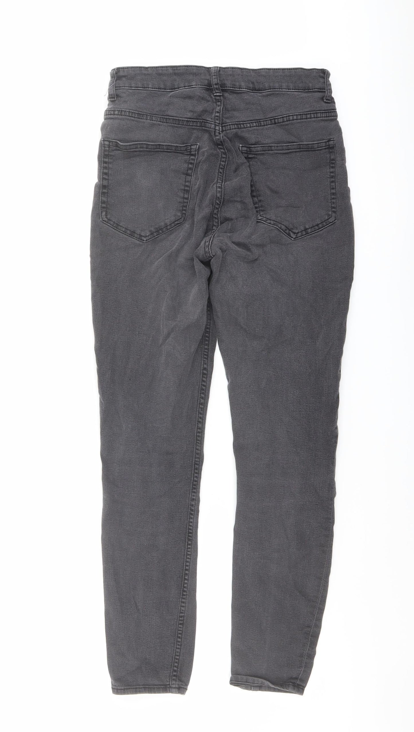 H&M Womens Grey Cotton Skinny Jeans Size 8 L26 in Regular Button