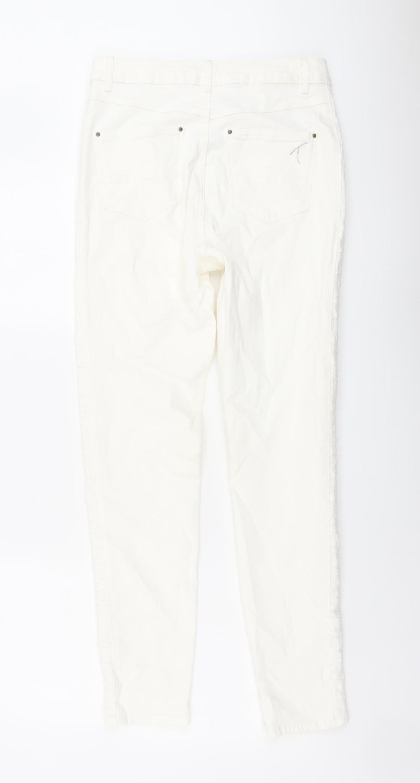 Marks and Spencer Womens Ivory Cotton Skinny Jeans Size 10 L28 in Regular Button