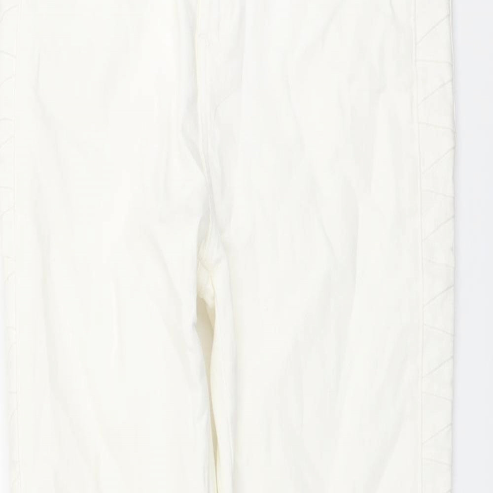 Marks and Spencer Womens Ivory Cotton Skinny Jeans Size 10 L28 in Regular Button