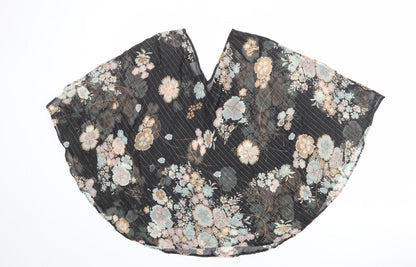 Back view of Roman women’s black floral polyester basic blouse, size UK 10, v-neck
