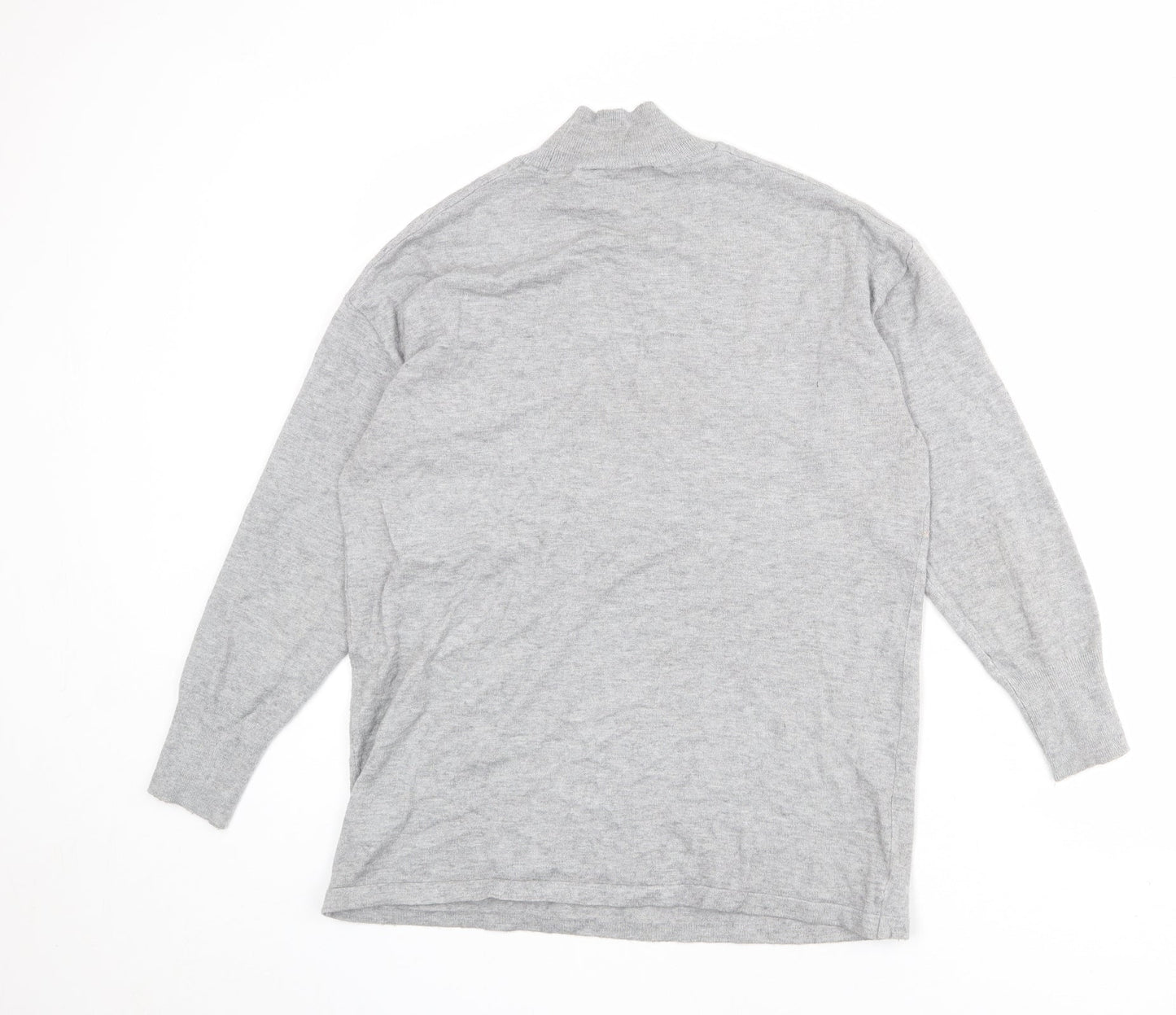Dorothy Perkins Womens Grey Mock Neck Argyle/Diamond Viscose Pullover Jumper Size 12