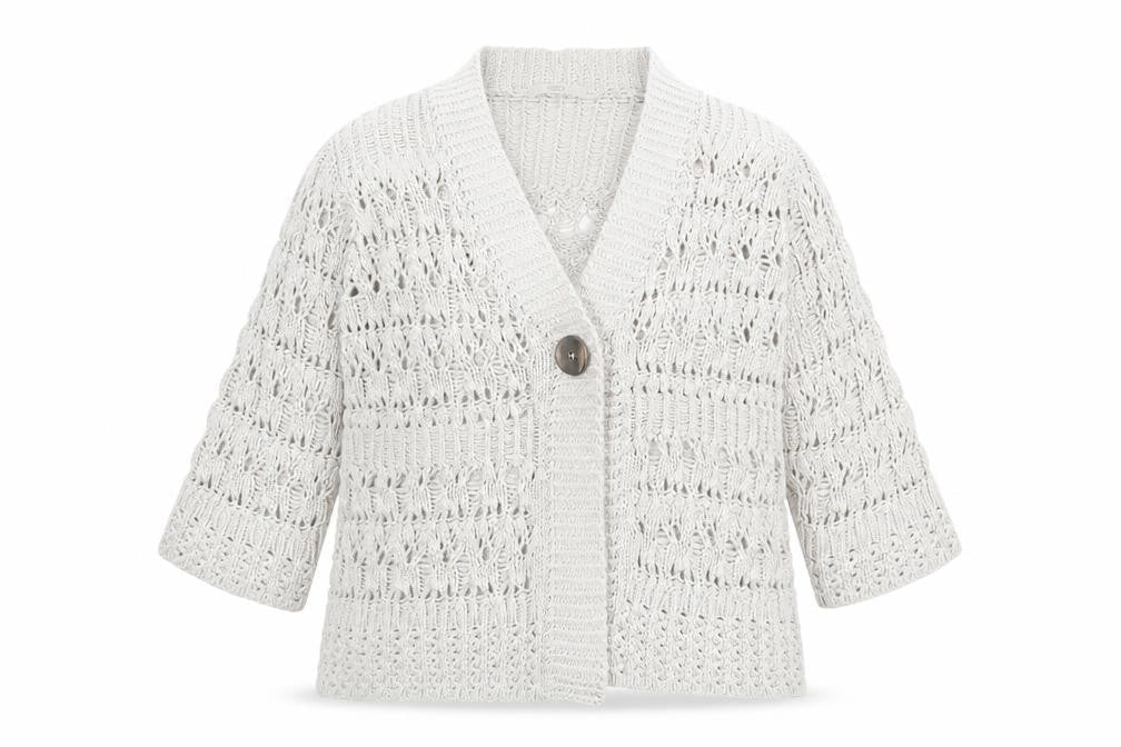 Marks & Spencer Womens Beige V-Neck Acrylic Cardigan Jumper Size 14