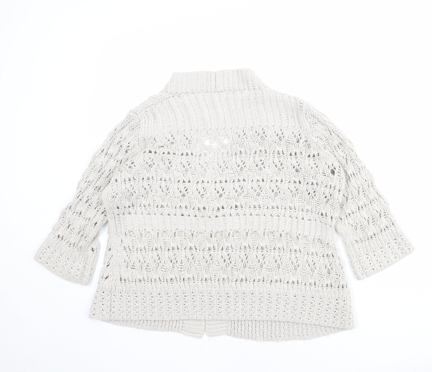 Marks and Spencer Womens Beige V-Neck Acrylic Cardigan Jumper Size 14