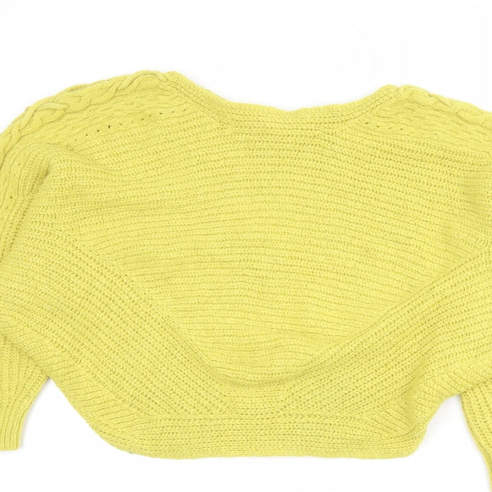 Miss Selfridge Womens Green Round Neck Acrylic Pullover Jumper Size 14