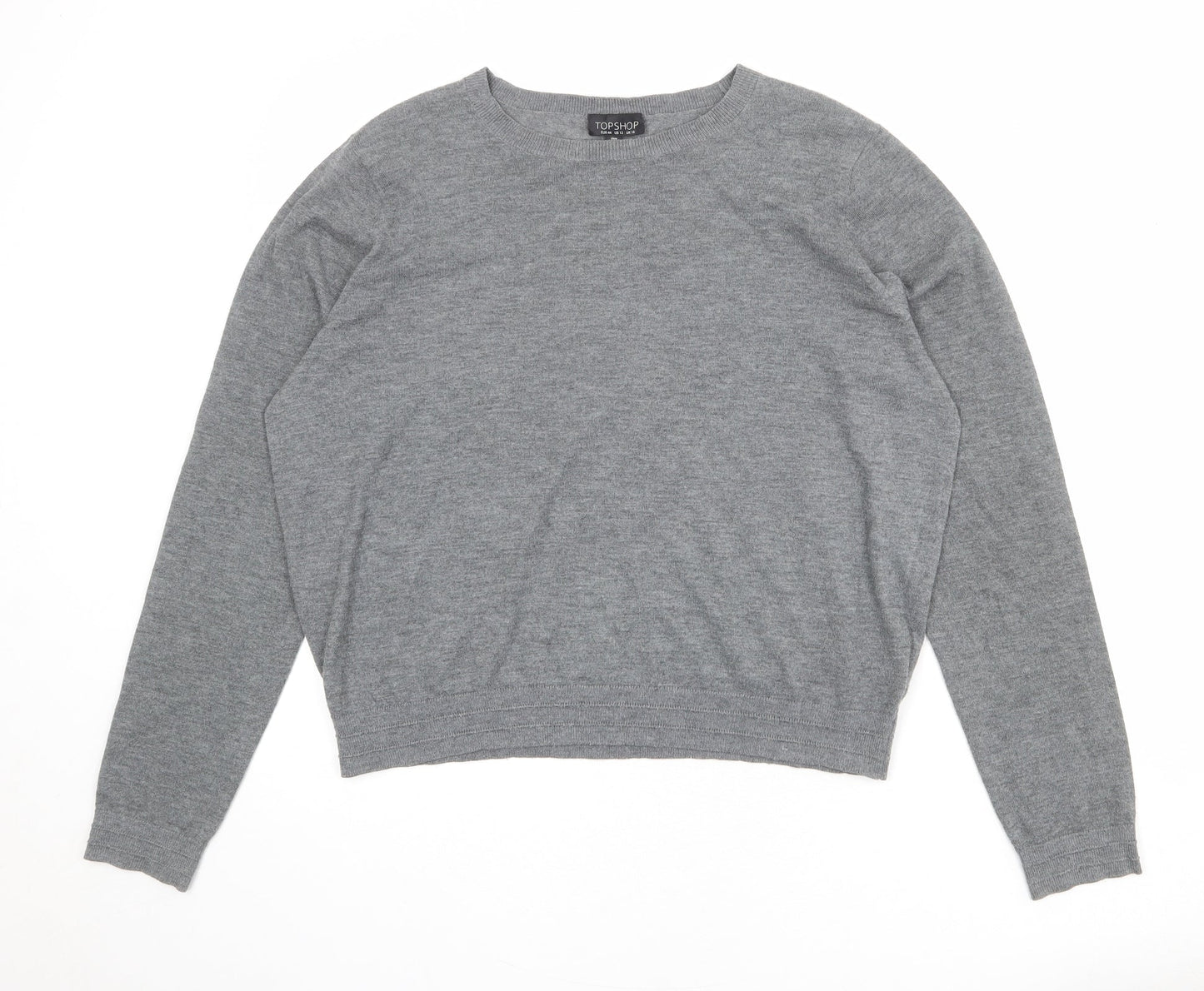 Topshop Womens Grey Round Neck Polyester Pullover Jumper Size 16