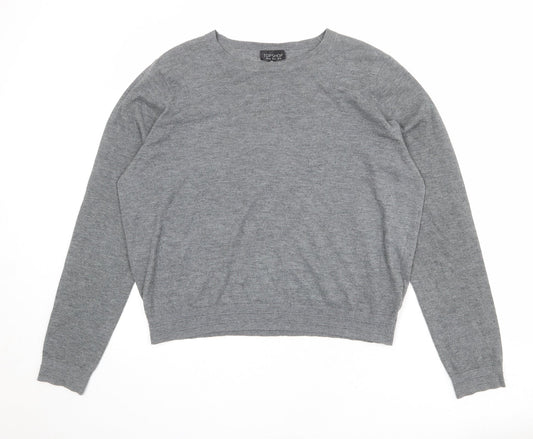 Topshop Womens Grey Round Neck Polyester Pullover Jumper Size 16