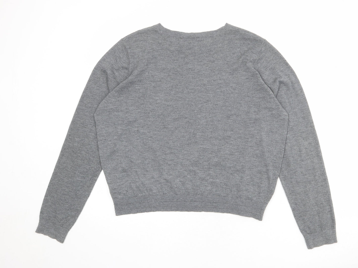 Topshop Womens Grey Round Neck Polyester Pullover Jumper Size 16