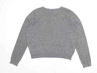Topshop Womens Grey Round Neck Polyester Pullover Jumper Size 16