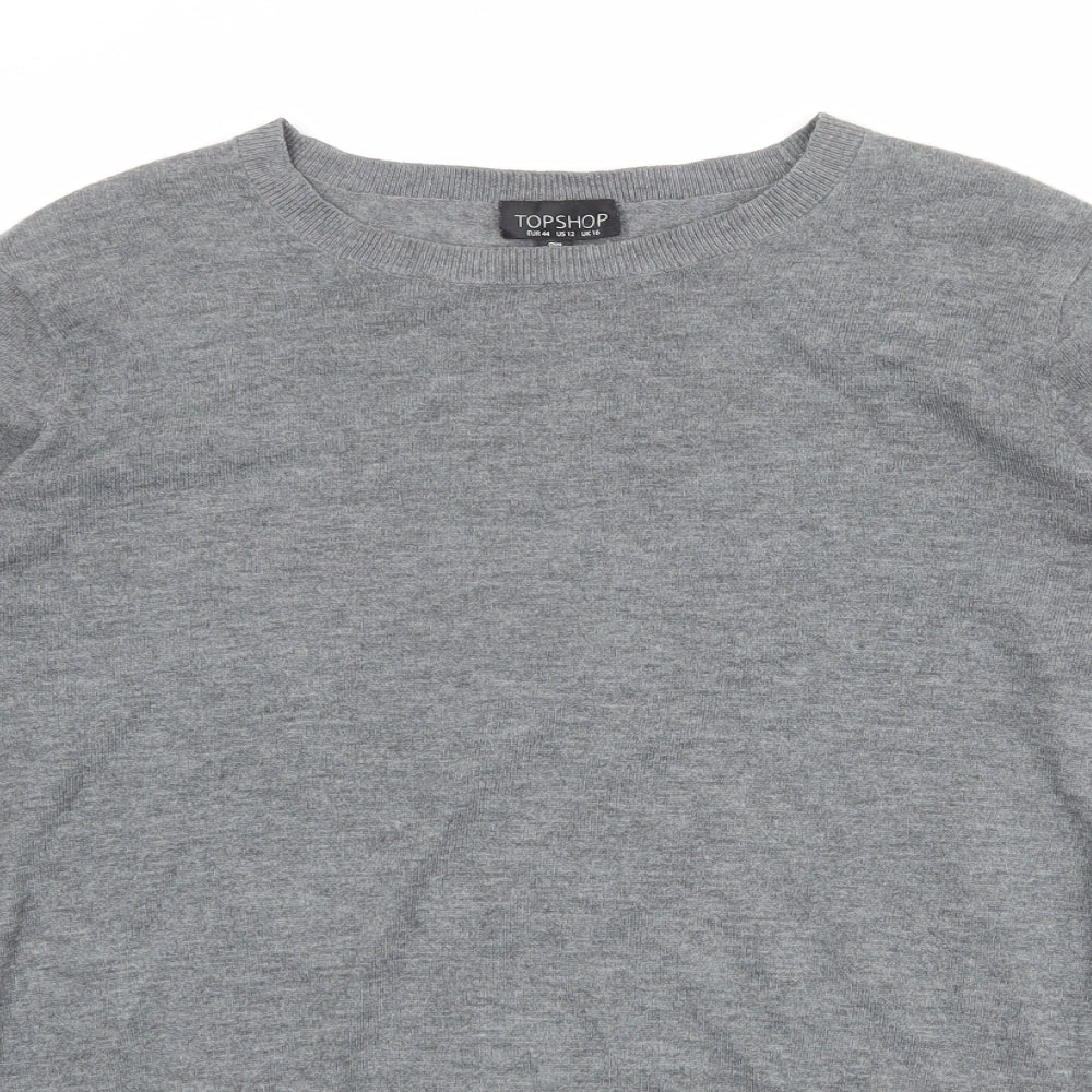 Topshop Womens Grey Round Neck Polyester Pullover Jumper Size 16