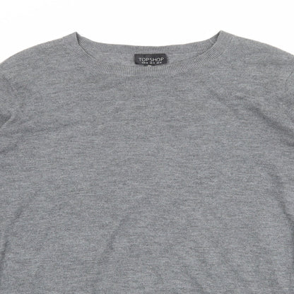 Topshop Womens Grey Round Neck Polyester Pullover Jumper Size 16