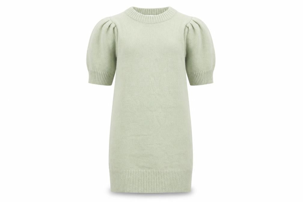 Miss Selfridge Womens Green Acrylic Jumper Dress Size 4 Round Neck Pullover
