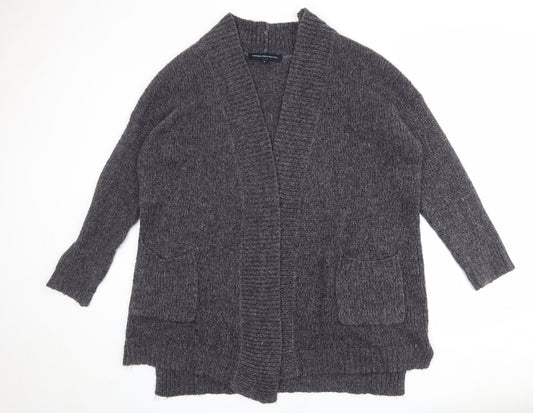 French Connection Womens Grey V-Neck Acrylic Cardigan Jumper Size S