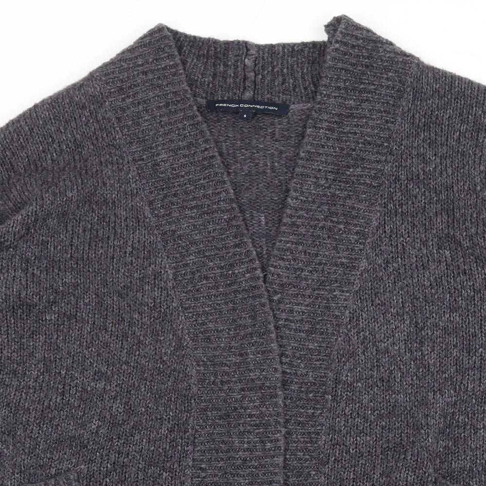 French Connection Womens Grey V-Neck Acrylic Cardigan Jumper Size S