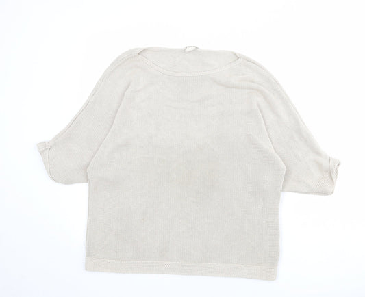 H&M Womens Beige Round Neck Acrylic Pullover Jumper Size M