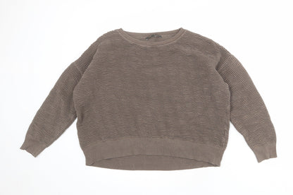 Additional front view of French Connection women’s brown 100% cotton pullover sweatshirt, size M, pullover