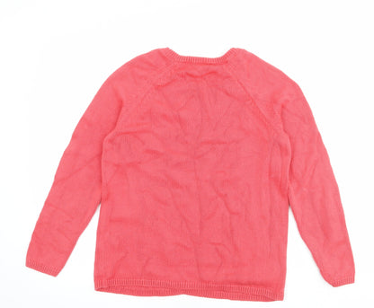 Marks & Spencer Womens Pink Round Neck Cotton Pullover Jumper Size M
