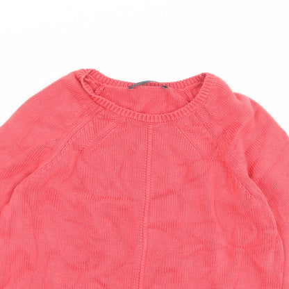 Marks & Spencer Womens Pink Round Neck Cotton Pullover Jumper Size M