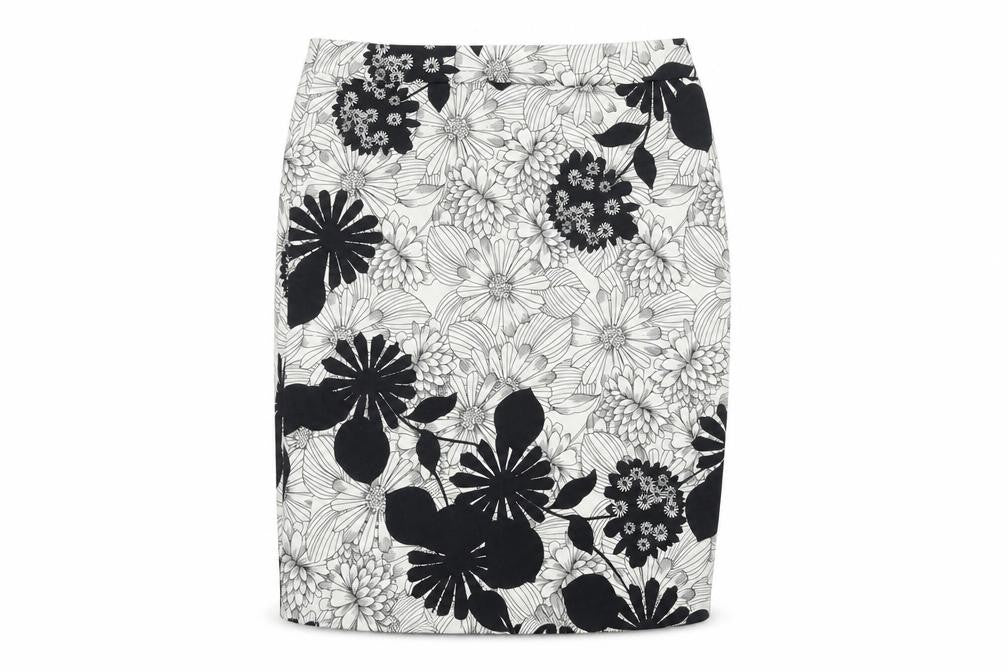Marks & Spencer Womens White Floral Polyester Bandage Skirt Size 36 in Zip