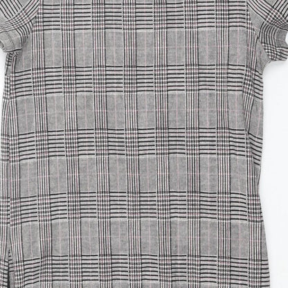 Next Womens Grey Plaid Polyester Shift Size 12 Crew Neck Pullover