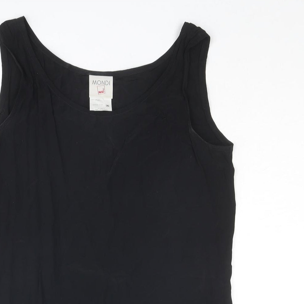 Mondi Womens Black Viscose Basic Tank Size 8 Boat Neck
