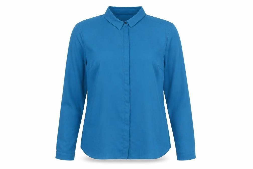 Warehouse Womens Blue Polyester Basic Button-Up Size 16 Collared
