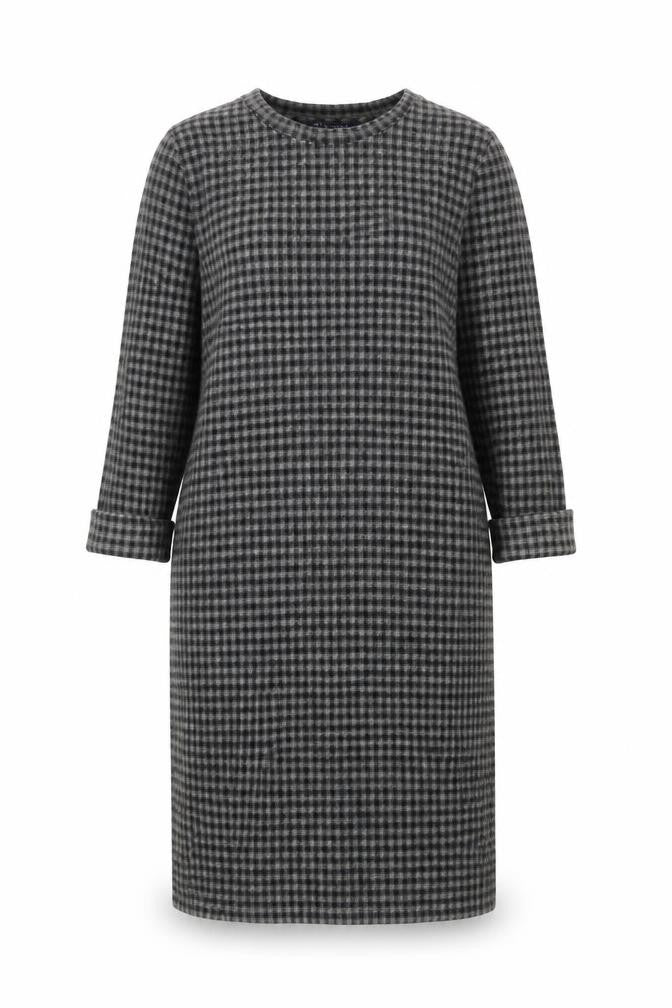 Marks & Spencer Womens Grey Geometric Polyester Jumper Dress Size 8 Round Neck Pullover