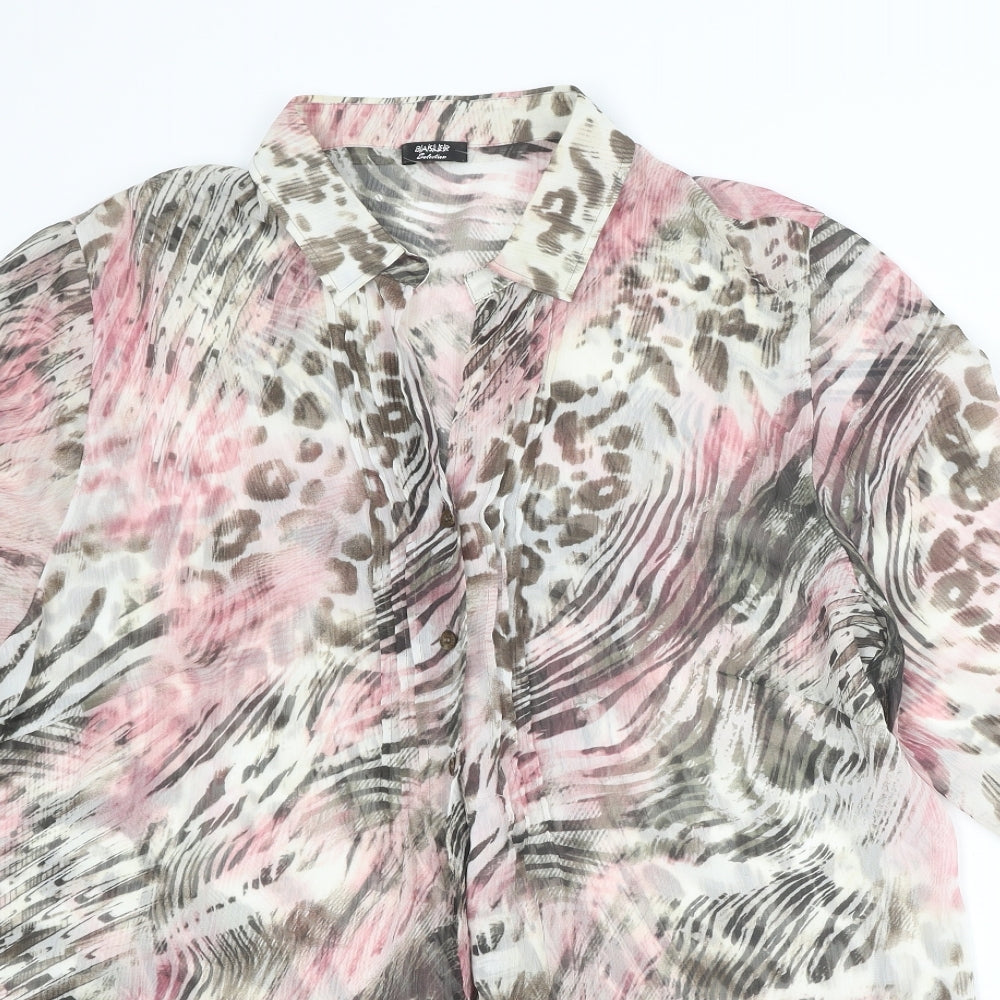 Basler Womens Multicoloured Animal Print Polyester Basic Button-Up Size 18 Collared