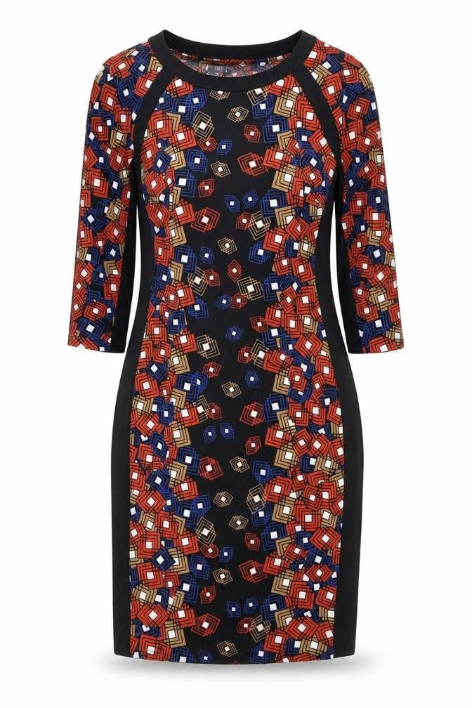 Marks & Spencer Womens Multicoloured Geometric Polyester Shift Size 10 Round Neck Pullover