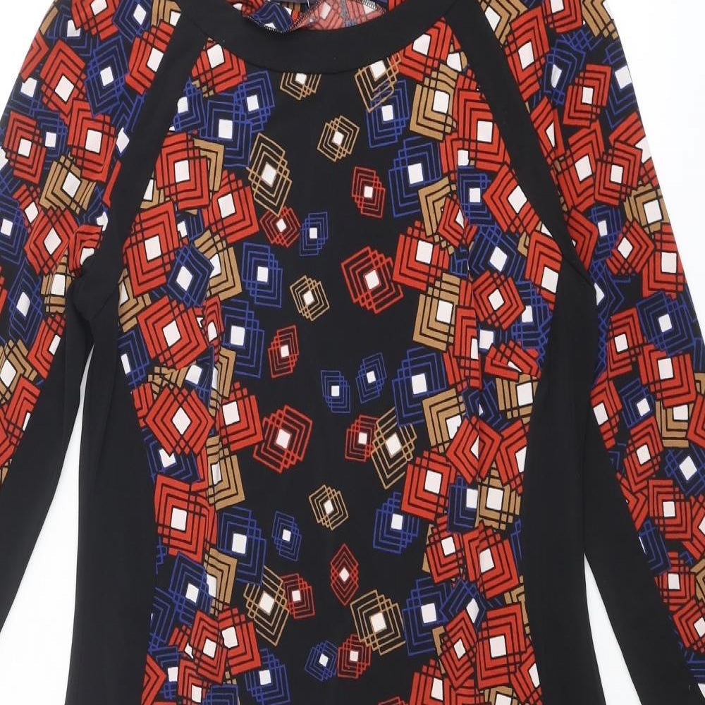 Marks and Spencer Womens Multicoloured Geometric Polyester Shift Size 10 Round Neck Pullover