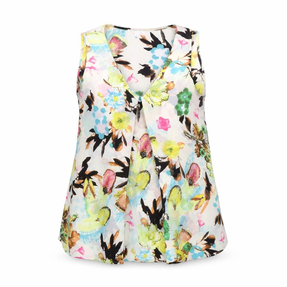 DR2 by Daniel Rainn Womens Multicoloured Floral Polyester Basic Blouse Size S V-Neck - Open Front