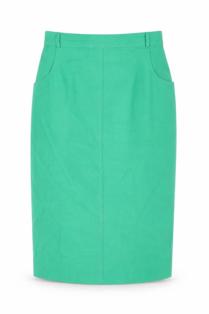 St Michael Womens Green Polyester Straight & Pencil Skirt Size 14 Zip