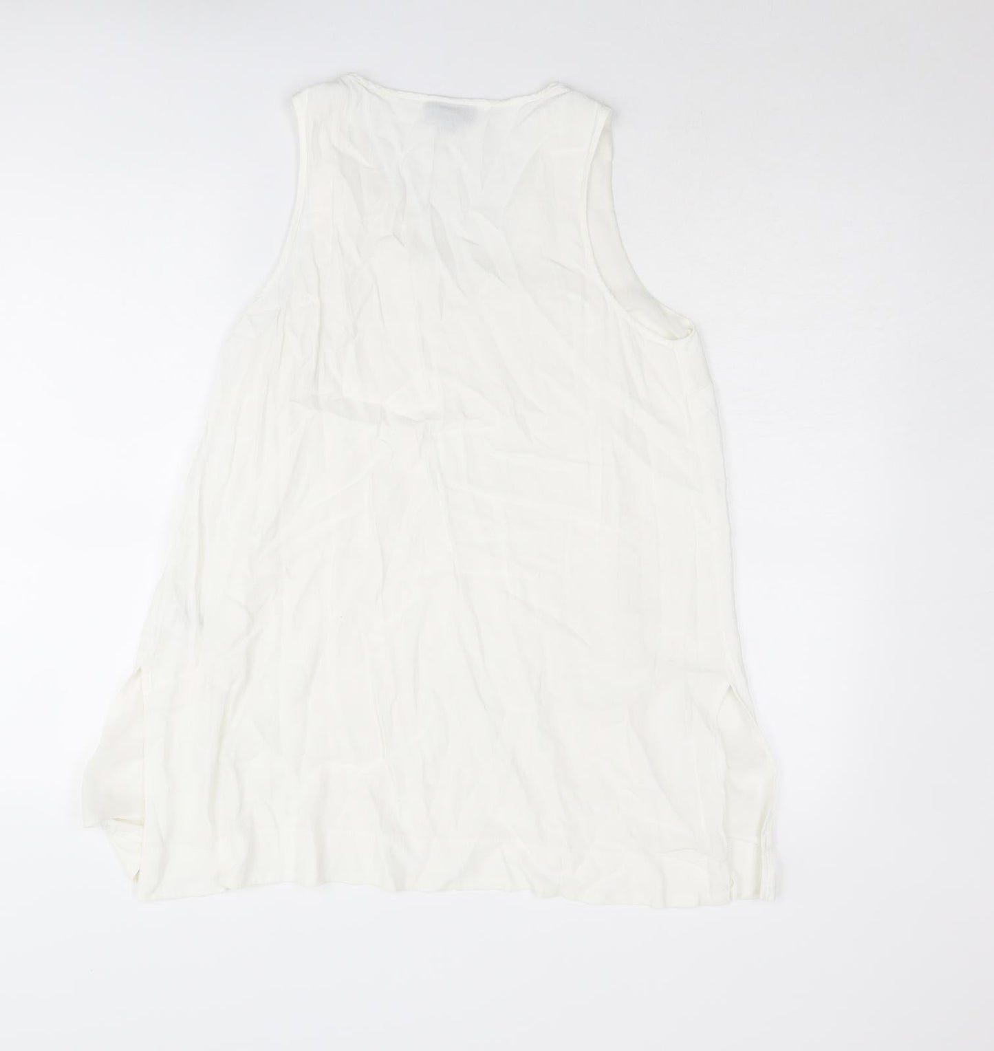 Topshop Womens White Viscose Basic Tank Size 10 V-Neck