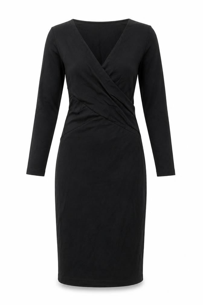 Iris & Ink Womens Black Viscose A-Line Size 8 V-Neck Zip