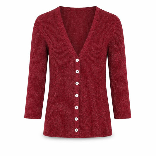 Equation Womens Red V-Neck Viscose Cardigan Jumper Size M