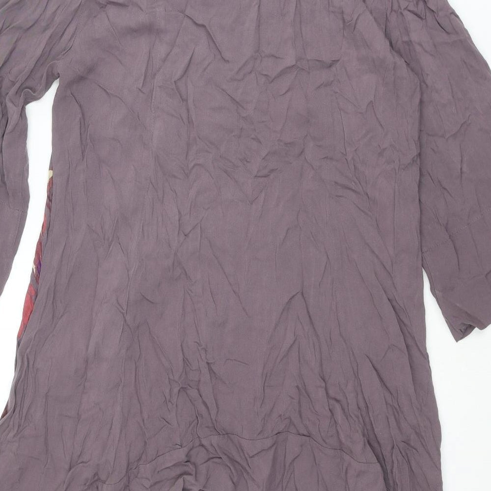 Per Una Womens Purple Floral Viscose Tunic Blouse Size 14 Scoop Neck