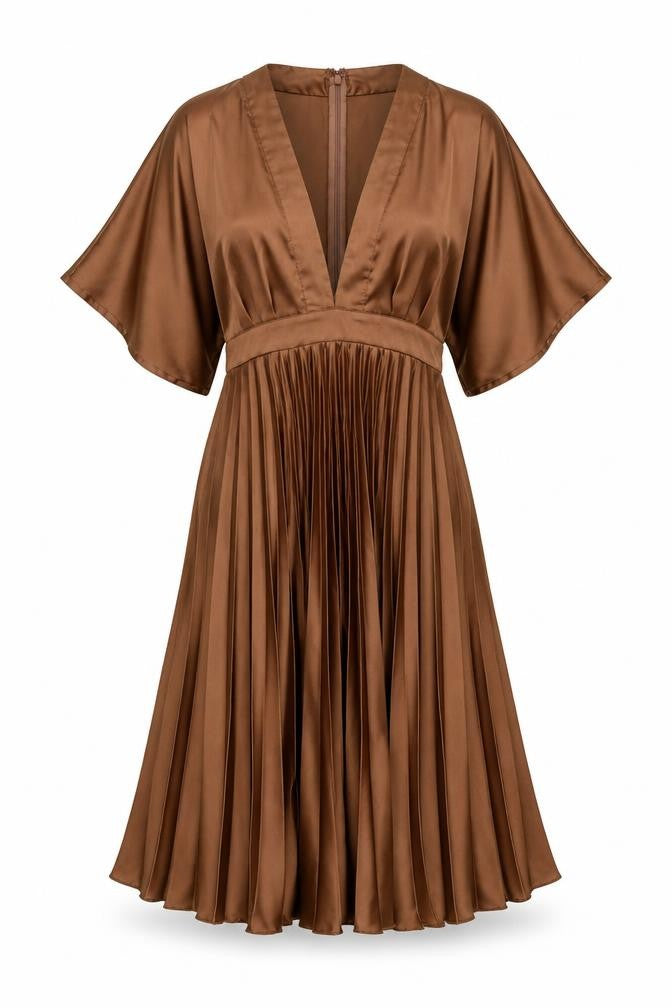 ASOS Womens Brown Polyester Trapeze & Swing Size 8 V-Neck Zip